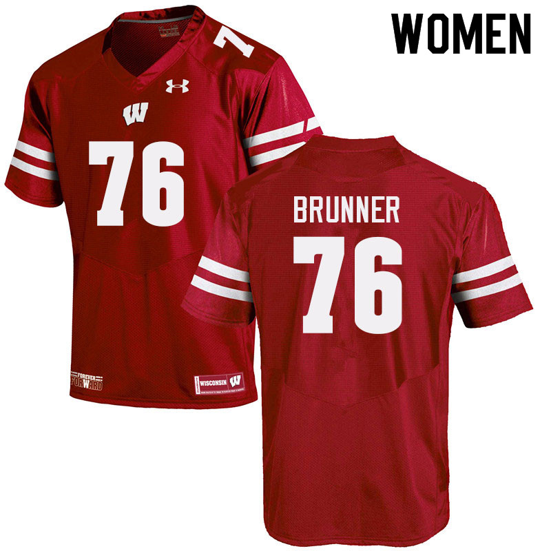 Wisconsin Badgers Women's #76 Tommy Brunner NCAA Under Armour Authentic Red College Stitched Football Jersey BQ40U24QI